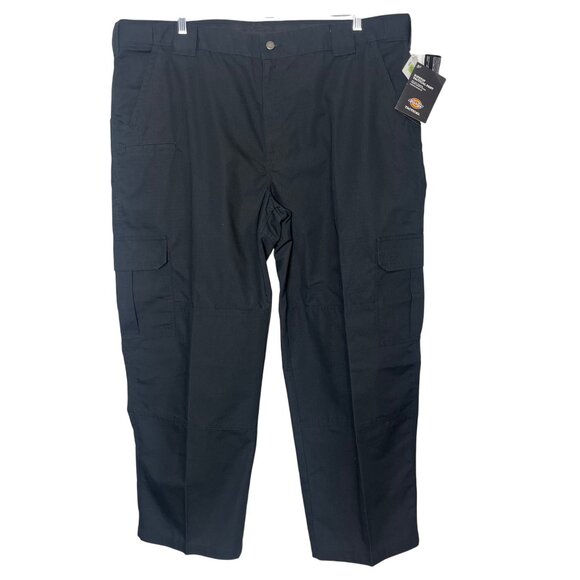Dickies Ripstop Tactical Pants Mens 48X34 Black Wrinkle Stain Resistant New - Picture 1 of 12